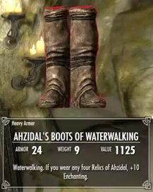 Skyrim Ahzidal Waterwalking Boots
