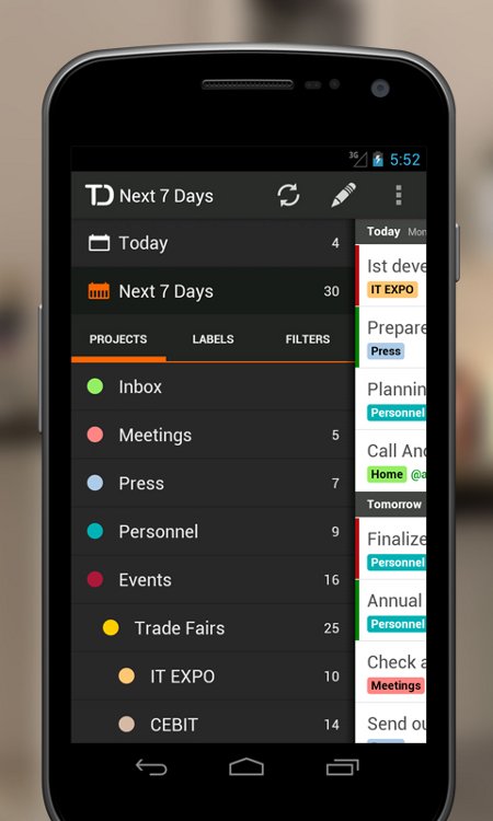 Android App Todoist Projects List