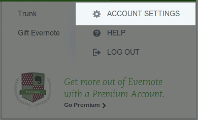 Evernote Account Settings