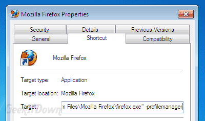 Firefox Profile Manager Properties