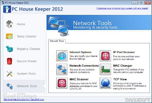 PC House Keeper 2012 Network Tools Tab