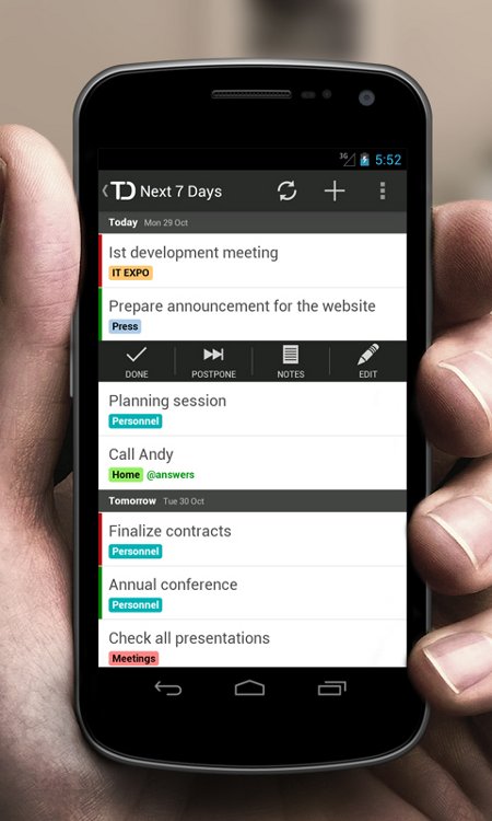 Android App Todoist Task Options